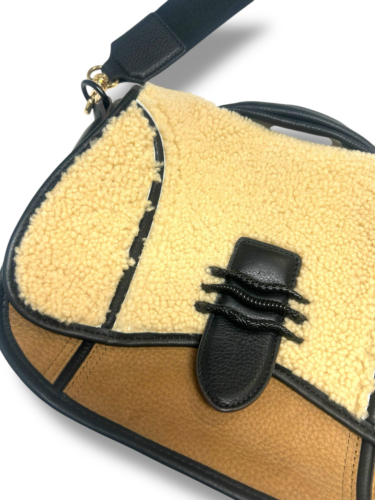 AIMEE KESTENBERG FIERCE & FAB FAUX SHEARLING TANNED LEATHER BAG