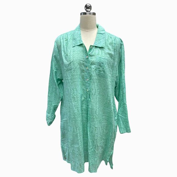 SIGRID OLSEN NWT! BEACH TO BISTRO SORRENTO ISLAND AQUA SHIRT DRESS SIZE  XL