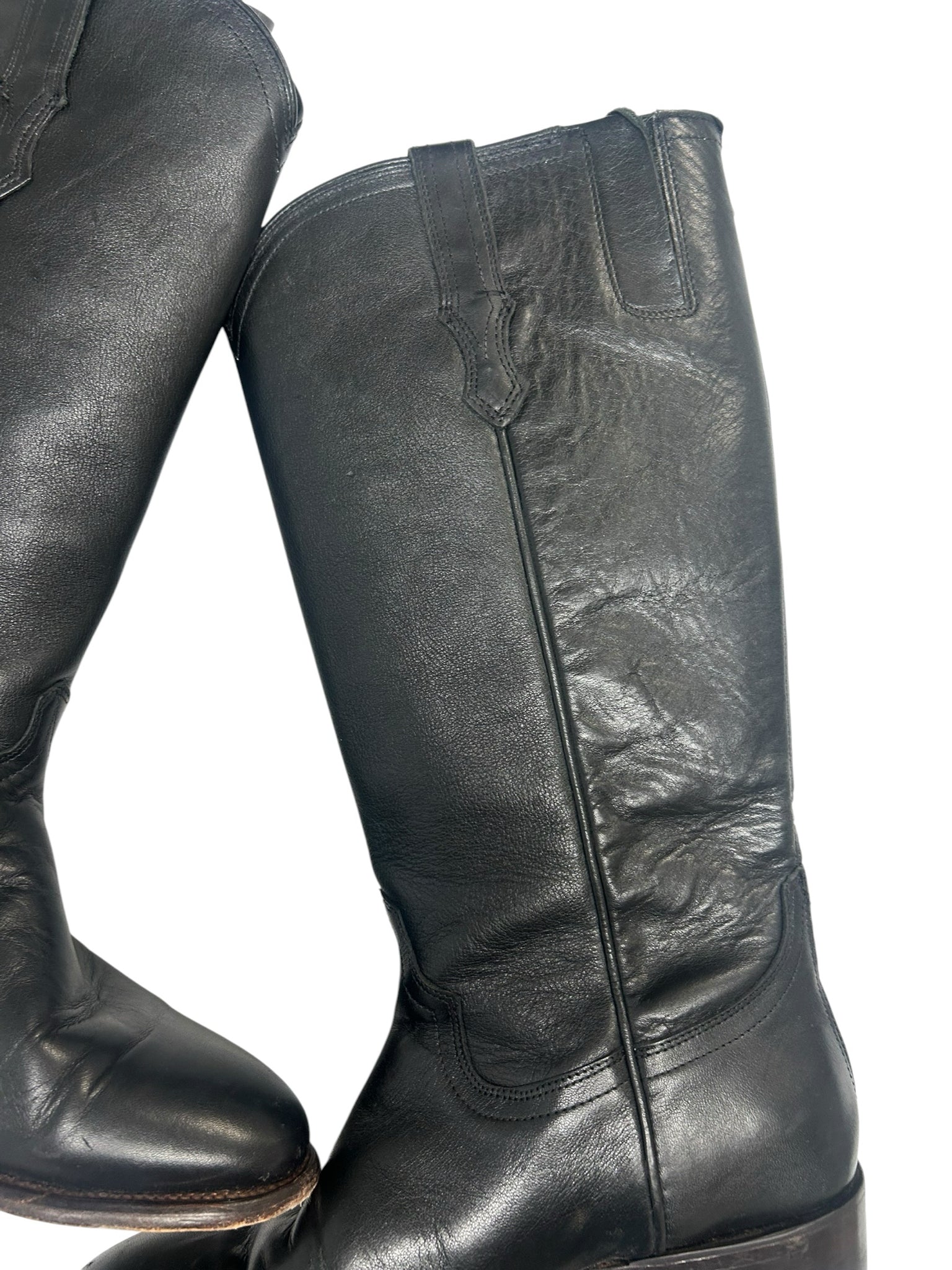 TECOVAS THE HAILEY TALL LEATHER EQUESTRIAN ZIP UP BLACK BOOTS SIZE 9