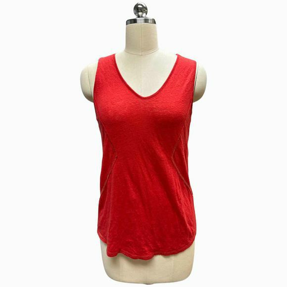 COTELAC SLEVELESS LINEN RED TANK TOP SIZE XS