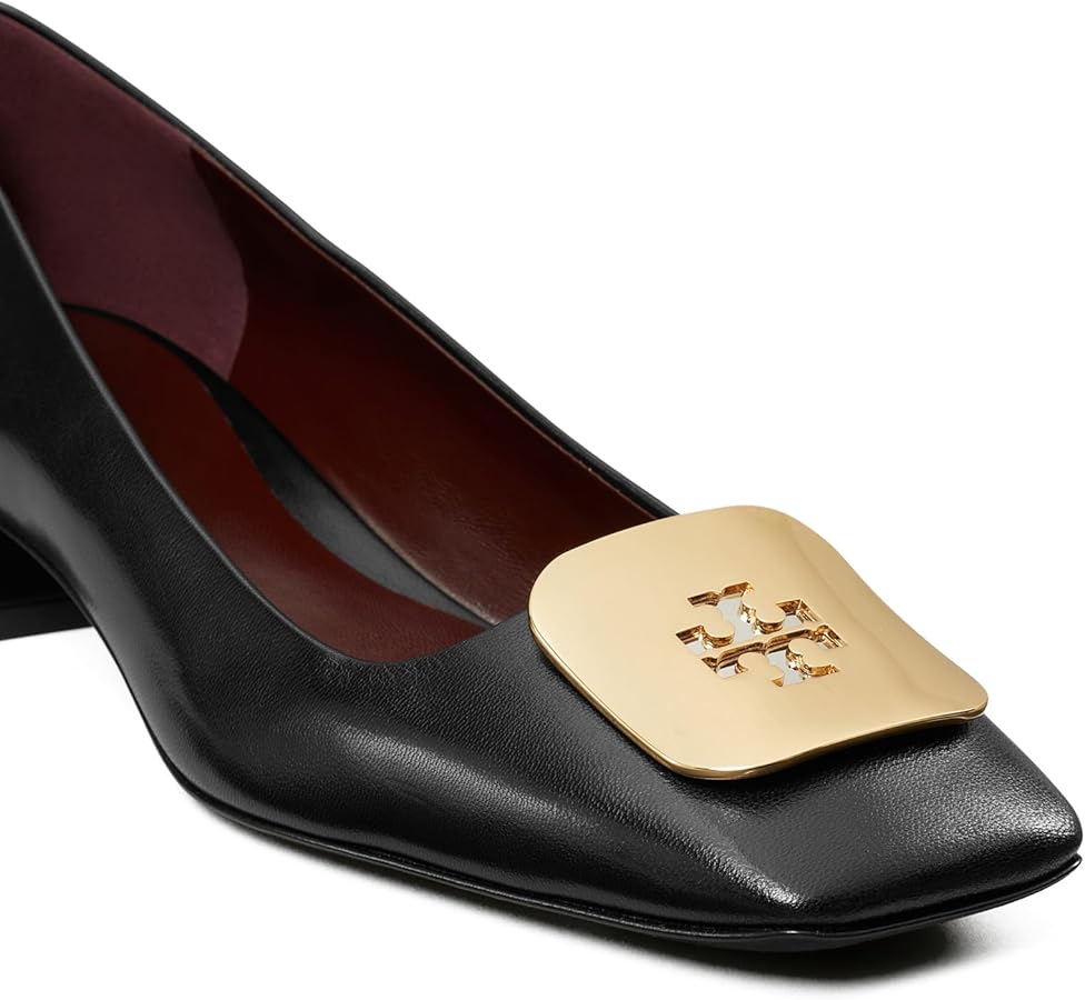 TORY BURCH GEORGIA LEATHER SQUARE TOE PUMPS PERFECT BLACK SIZE 8
