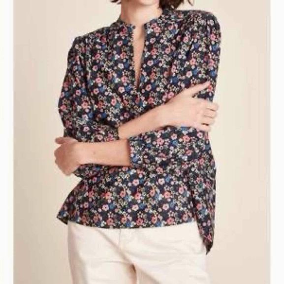 BIRDS OF PARADISE  LS SPLIT NECK TUNIC SIZE: S