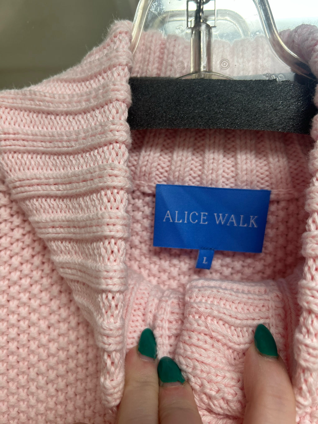 ALICE WALK THE COTTON CHUNKY KNIT SWEATER IN BLUSH PINK SIZE LARGE