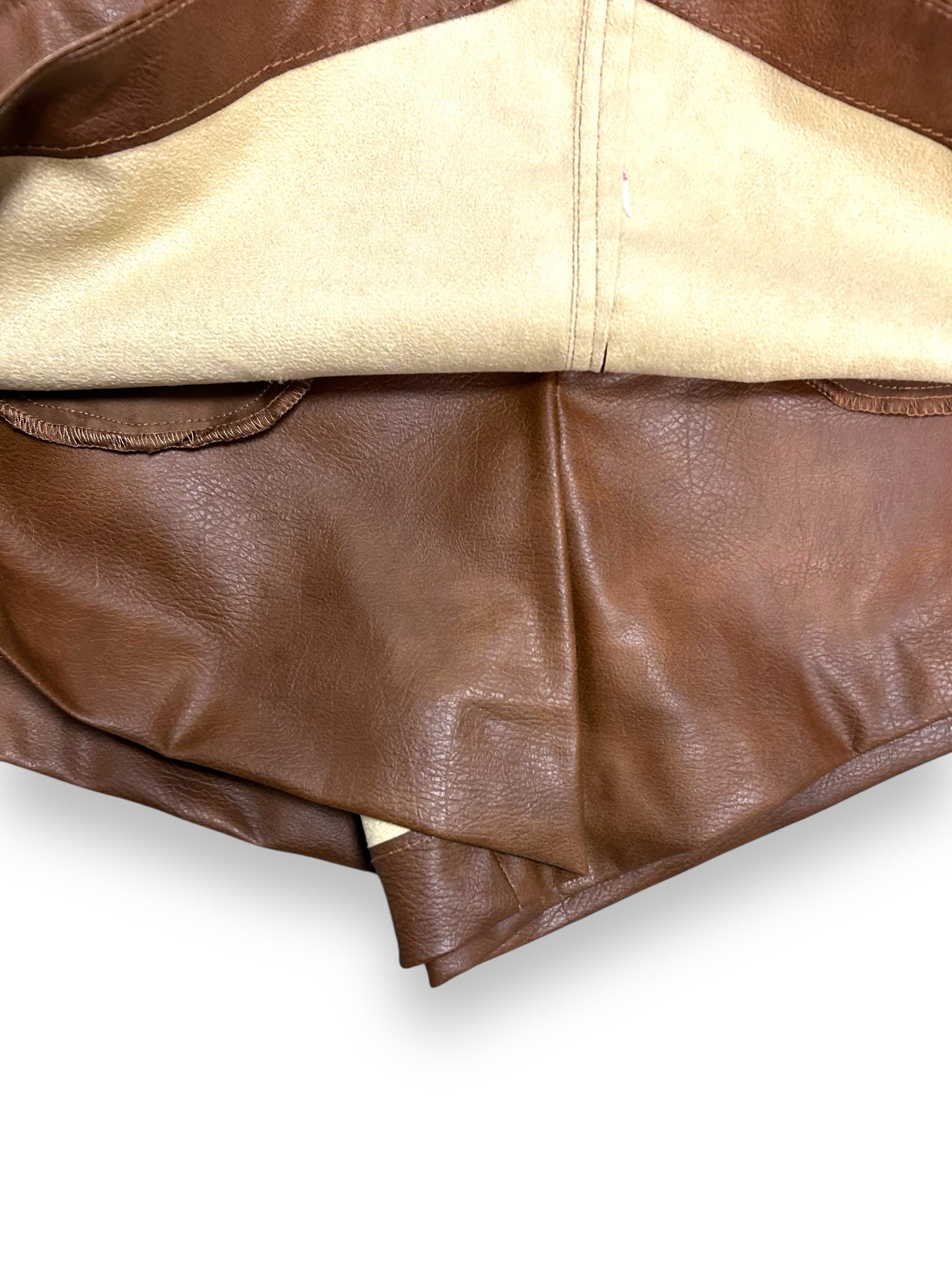 ZARA BROWN FAUX LEATHER SKORT SHORTS HIGH WAIST SIZE MEDIUM