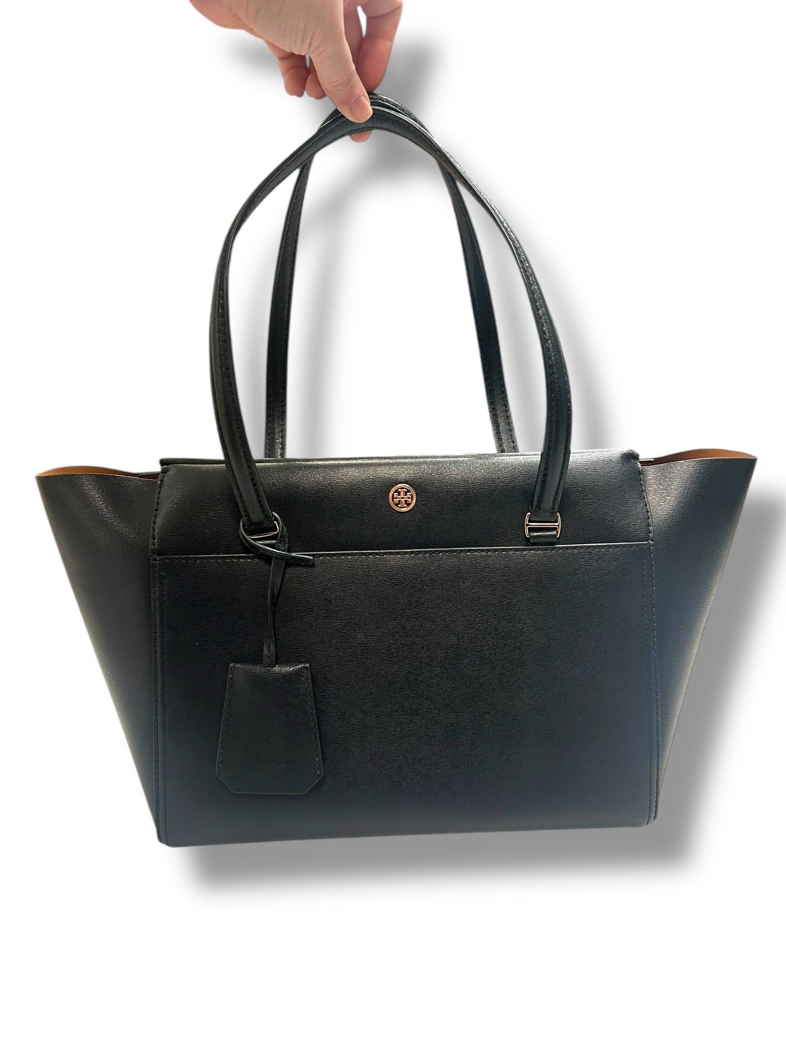 TORY BURCH BLACK LEATHER PARKER TOTE NEW WITHOUT TAGS