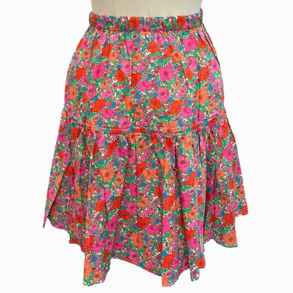 JCREW LIBERTY MEADOW SONG PINK TIERED MINI MULTI-COLOR SKIRT SIZE XXL