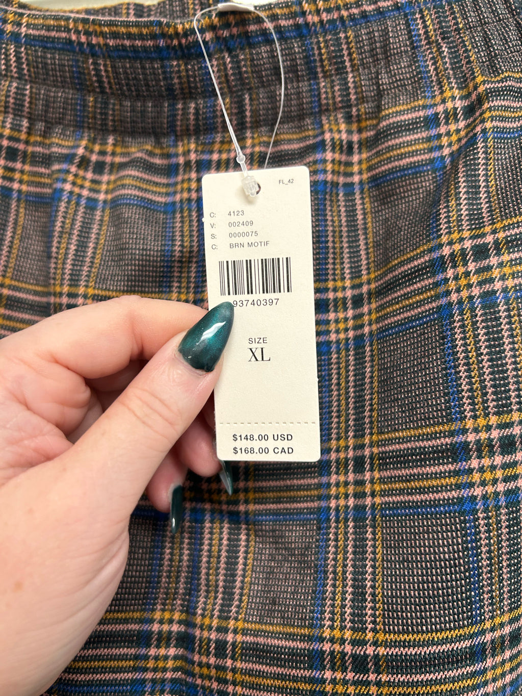 NWT ANTHROPOLOGIE COREY LYNN CALTER PLAID PULL ON PANTS SIZE XL
