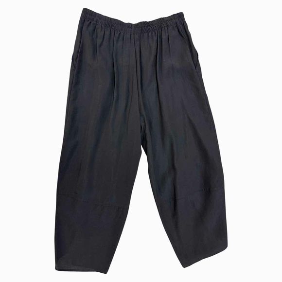 COMFY LIGHTWEIGHT LAGENLOOK WIDE LEG PULL ON BLACK PANT SIZE S