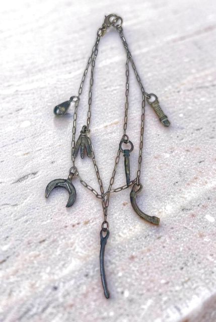 DEBE DOHRER JEWELRY ANTIQUE FORGED IRON CHARM NECKLACE