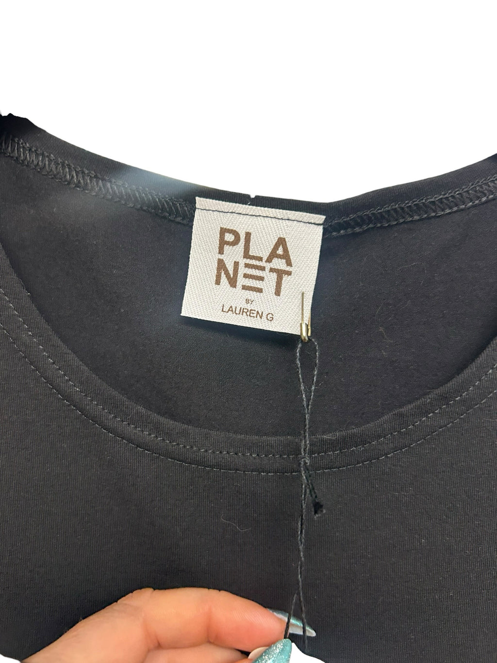 NWT PLANET BY LAUREN G COTTON RUCHED BLACK TANK SIZE LARGE