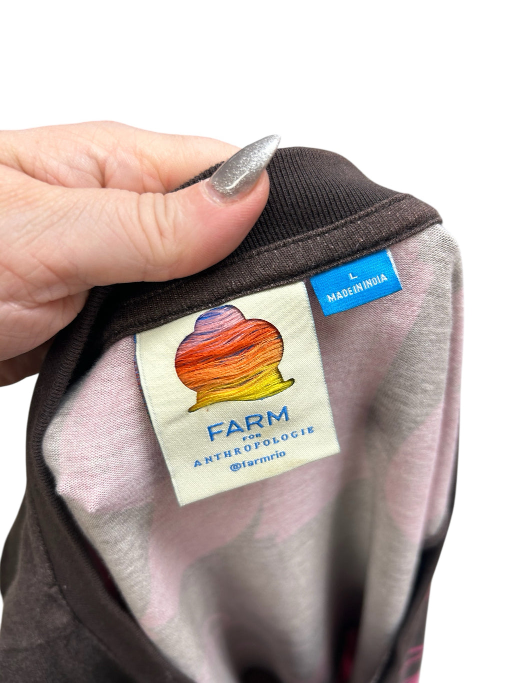 ANTHROPOLOGIE GRAPHIC 'BRAZIL' TIERED MAXI DRESS PINK BROWN SIZE LARGE