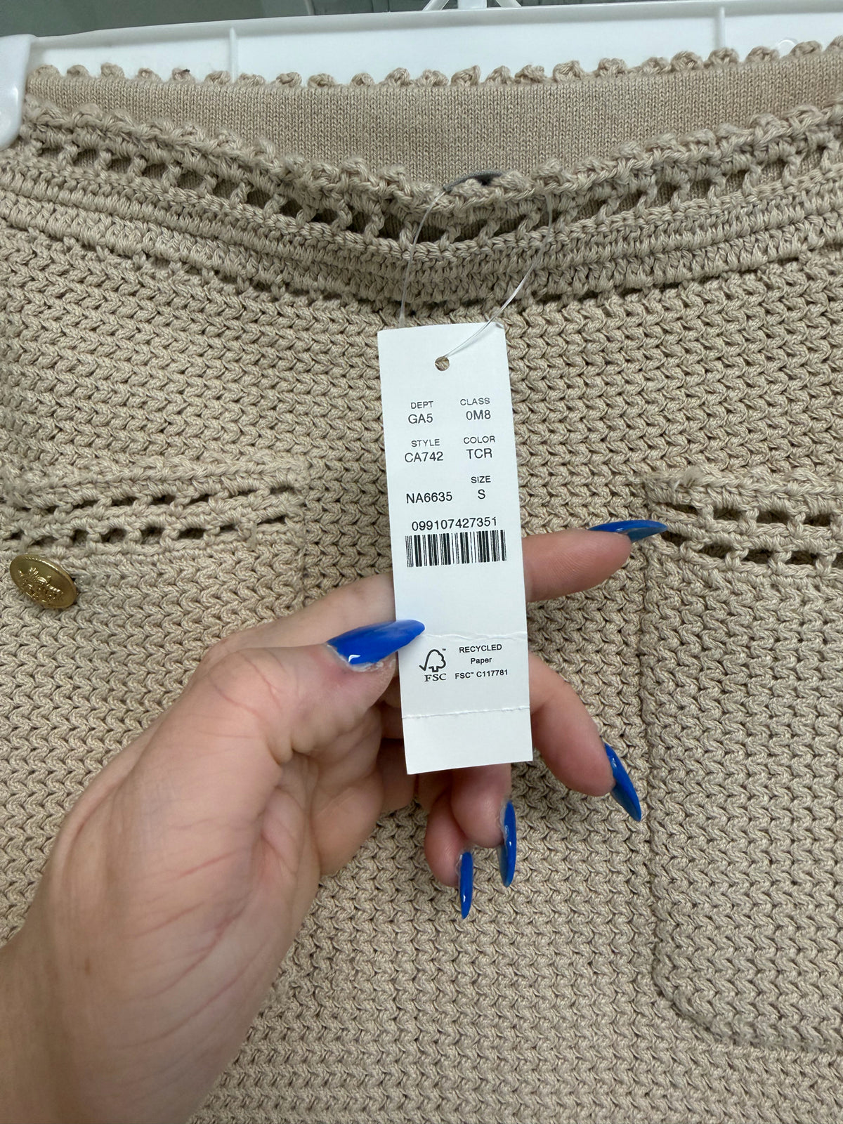 NWT J.CREW TAN SWEATER MINI KNIT SKIRT WITH CROCHET TRIM SIZE SMALL