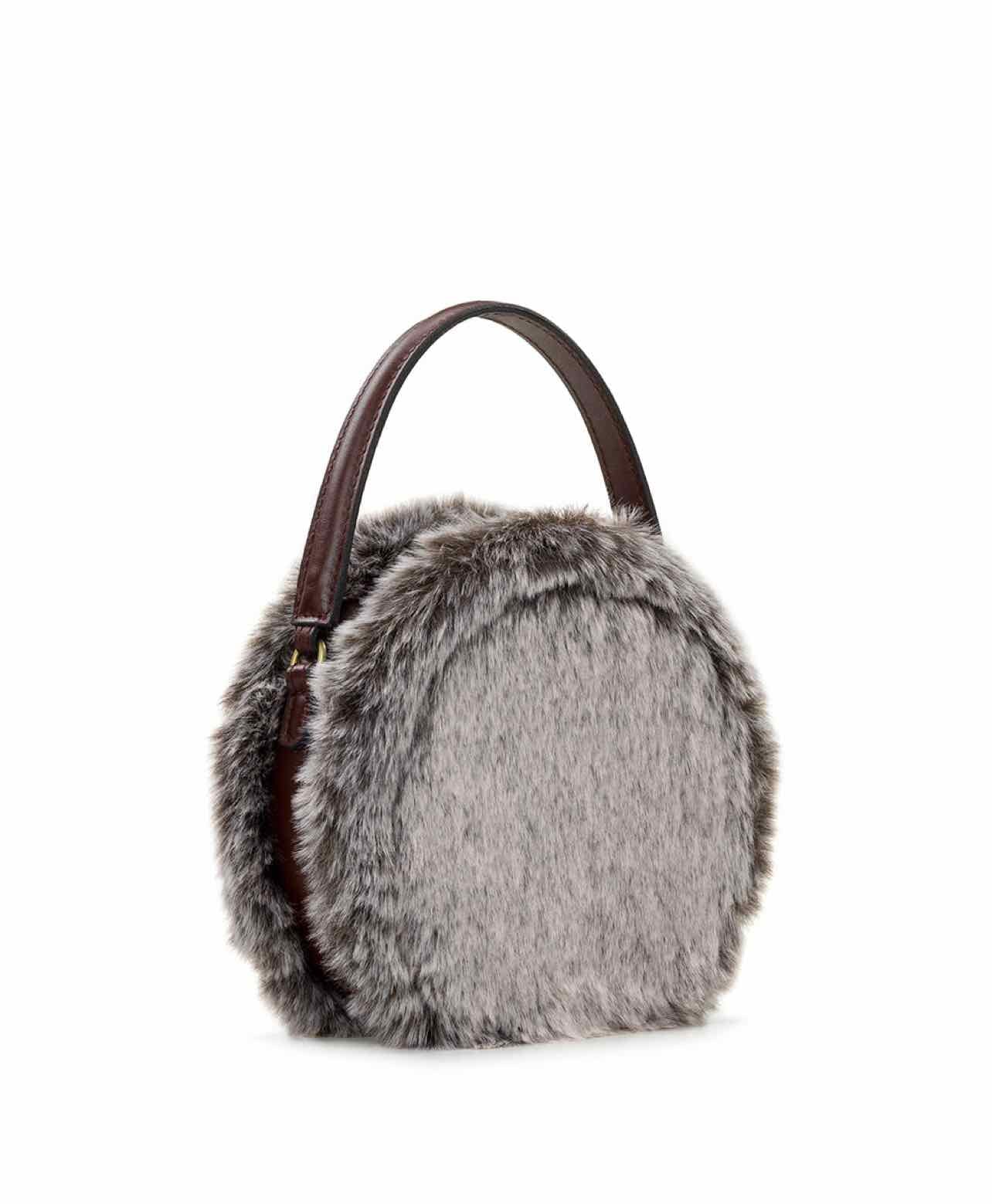 PATRICIA NASH NWT ARZANA ROUND FAUX FUR TOP HANDLE CROSSBODY
