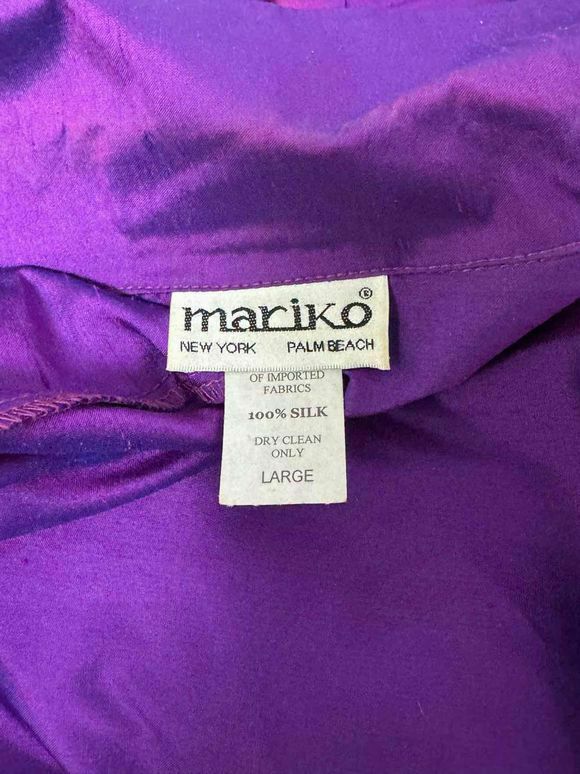 MARIKO IRRIDESCENT SILK LONG TOPPER PURPLE JACKET OPEN SIZE L