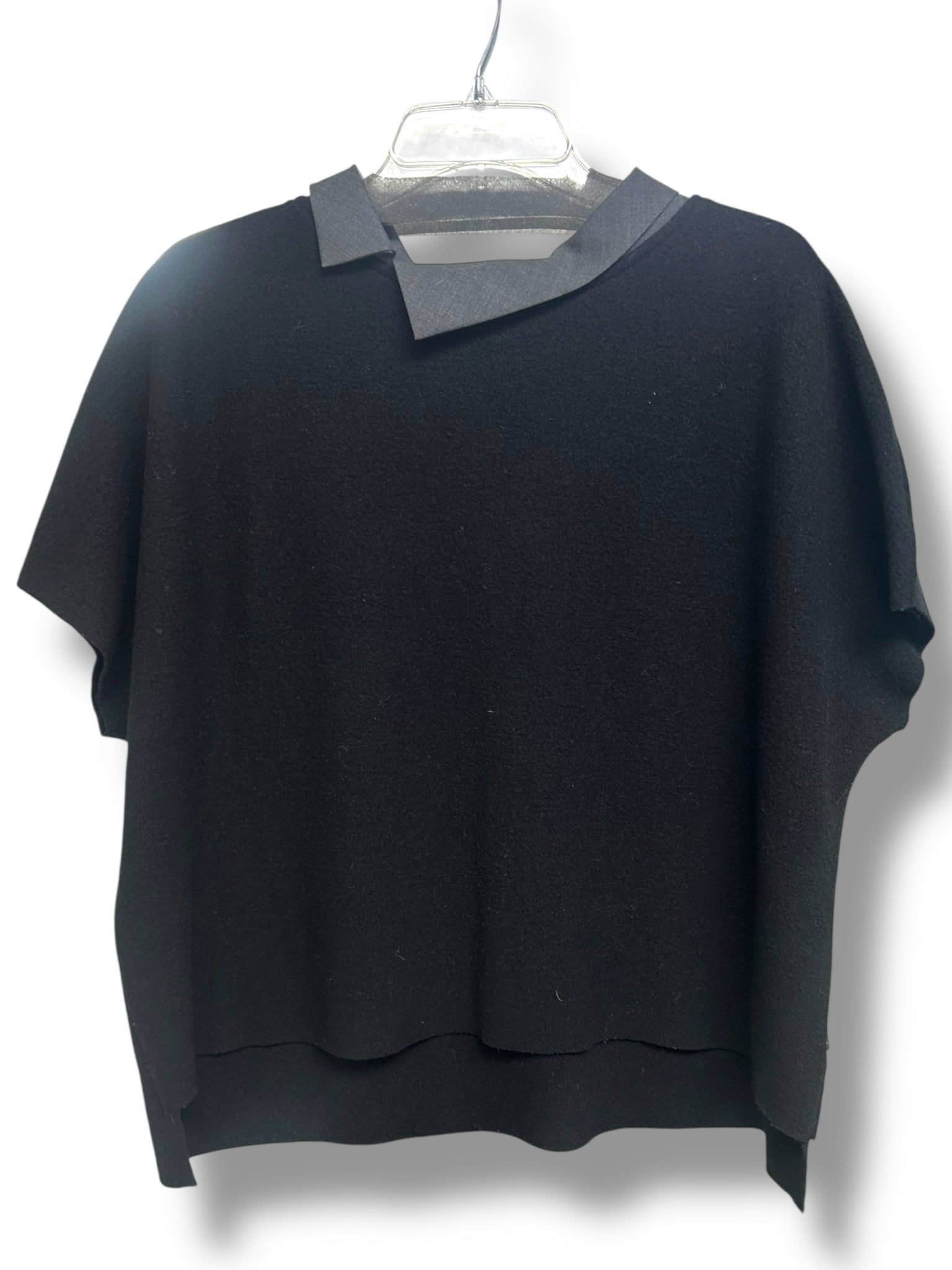ELEMENTE CLEMENTE ECO WOOL BLACK LAGENLOOK BOXY COLLAR TOP SIZE LARGE - WEARHOUSE  CONSIGNMENT