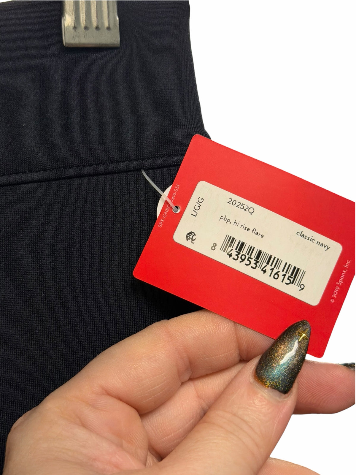 NWT SPANX NAVY PERFECT HI RISE FLARE PONTE TROUSER SIZE LARGE PETITE