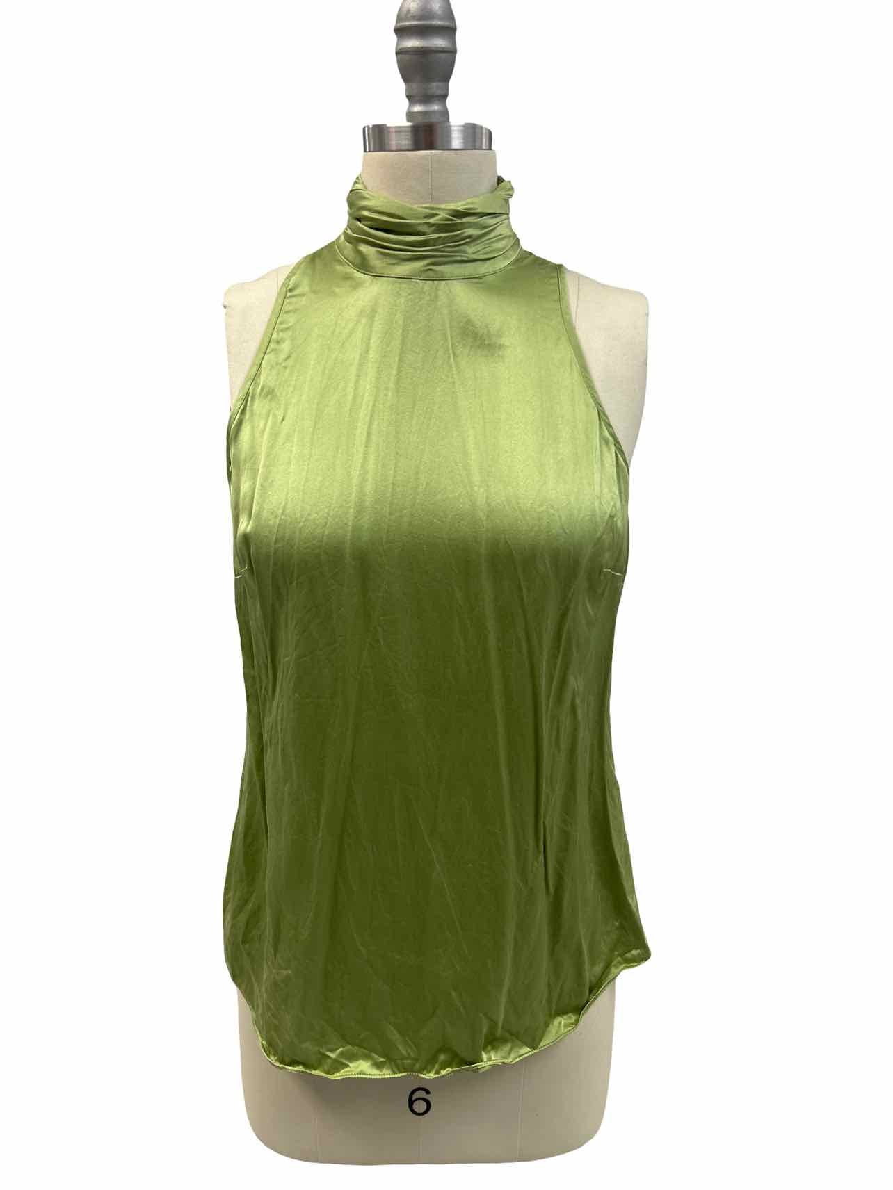 CINQ A SEPT JAYLEE SATIN OPEN BACK SLEEVELESS TOP GREEN TEA SIZE: S