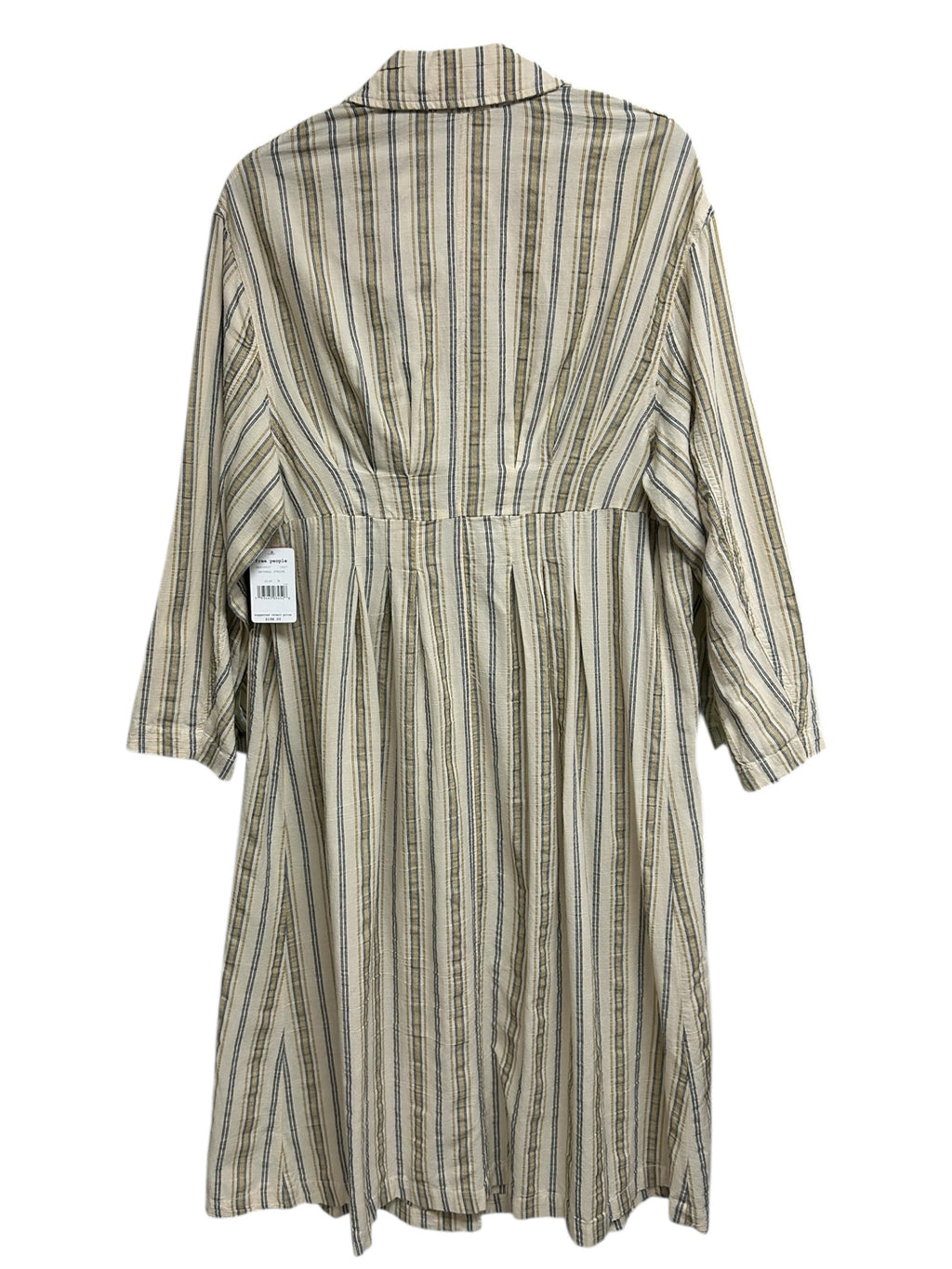 FREE PEOPLE NWT SWEET MELODY TRENCH LONG STRIPE DOUBLE BREASTED SIZE M