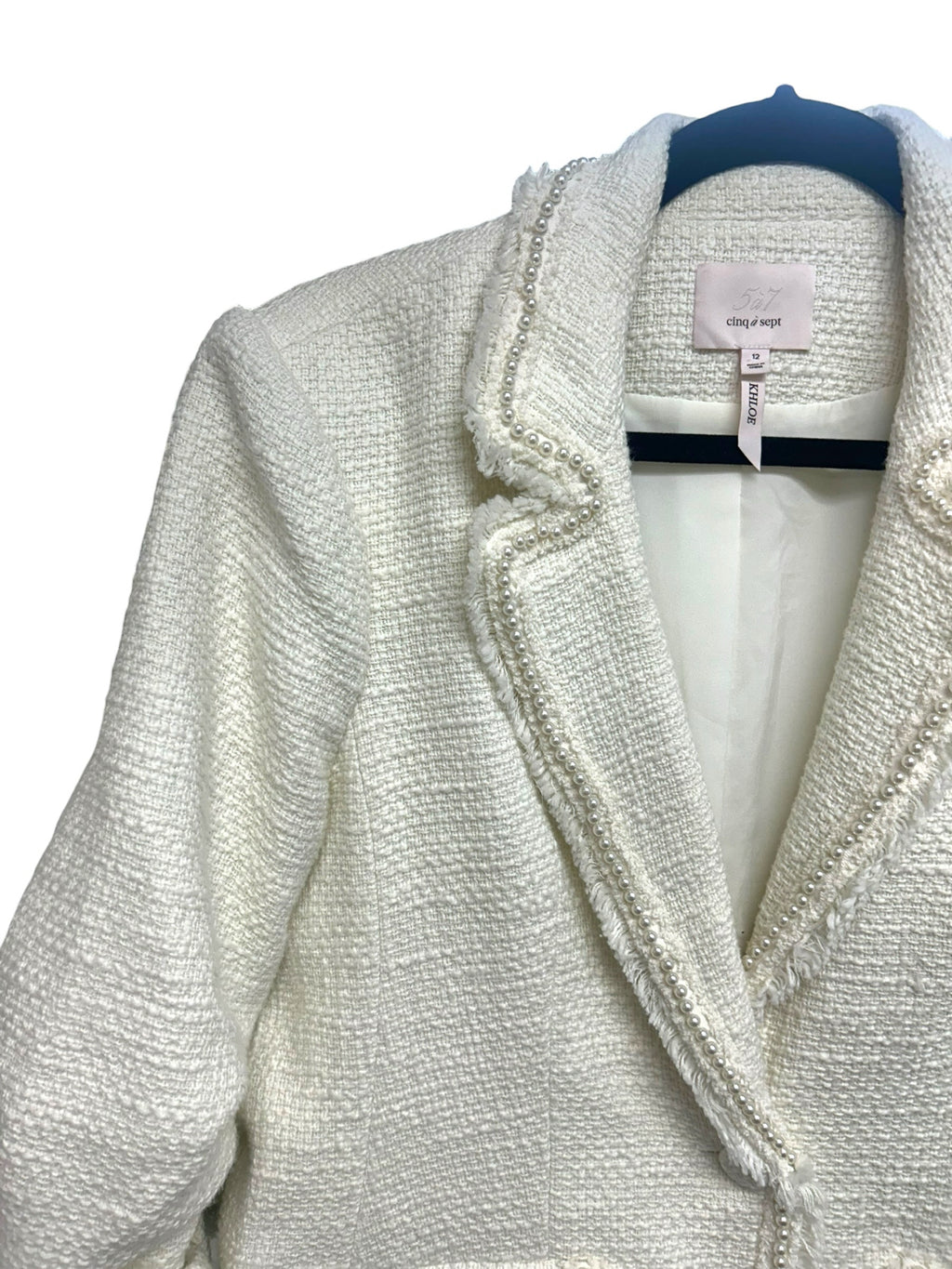 CINQ A SEPT KHLOE FAUX PEARL EMBELLISHED BOUNCE BLAZER SIZE 12