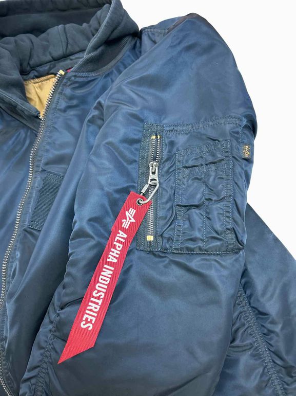 ALPHA INDUSTRIES MA-1 BATTLEWASH FLIGHT JACKET REMOVEABLE HOOD SIZE: XL