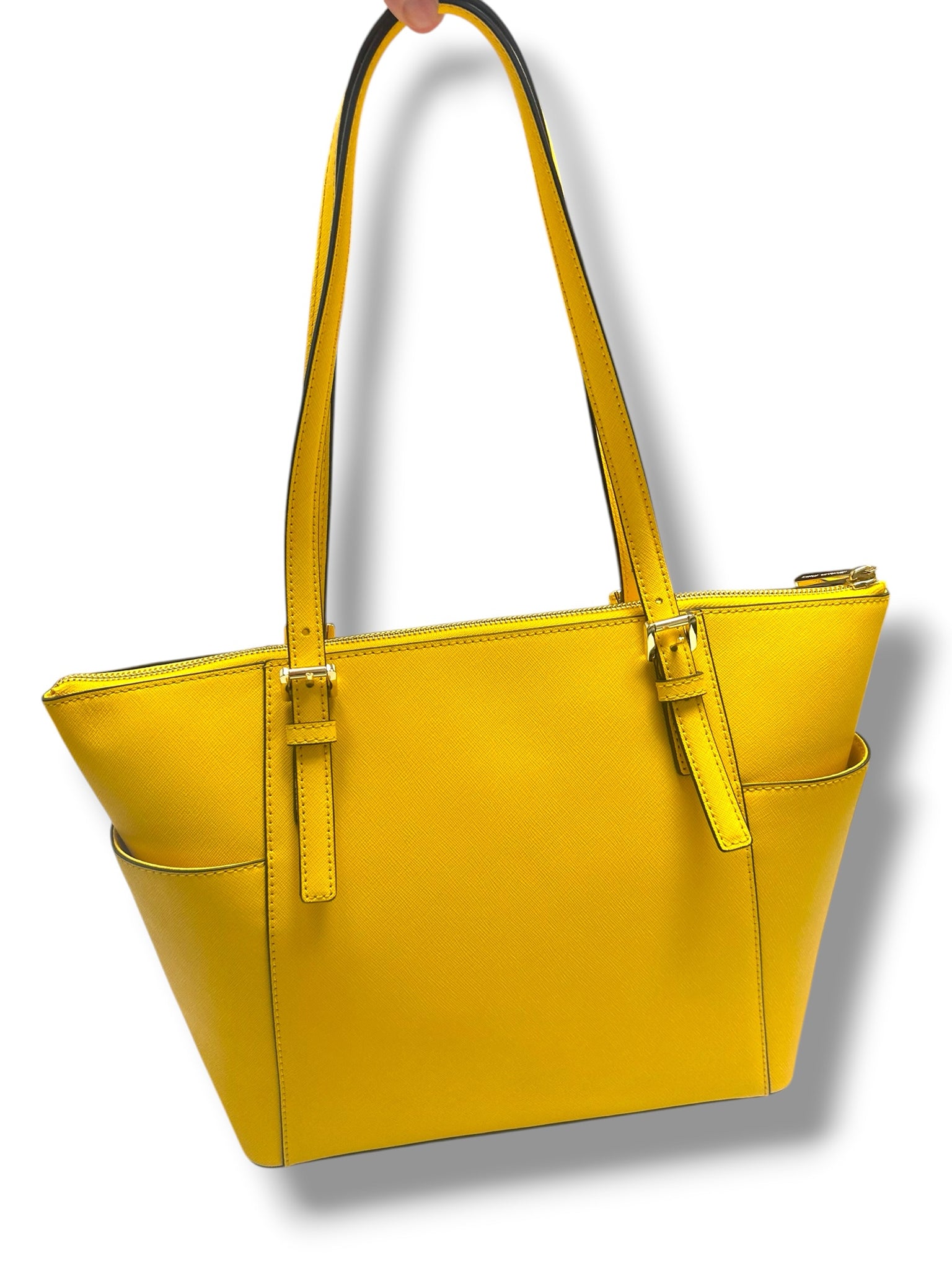 MICHAEL KORS CHARLOTTE LEATHER JET SET MEDIUM TOTE BAG YELLOW