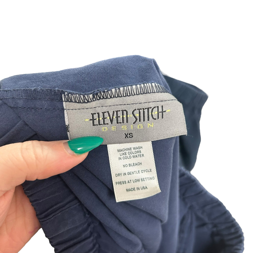 ELEVEN STITCH DESIGN NAVY BLUE CROPPED BARREL BALLOON PANTS SIZE XS