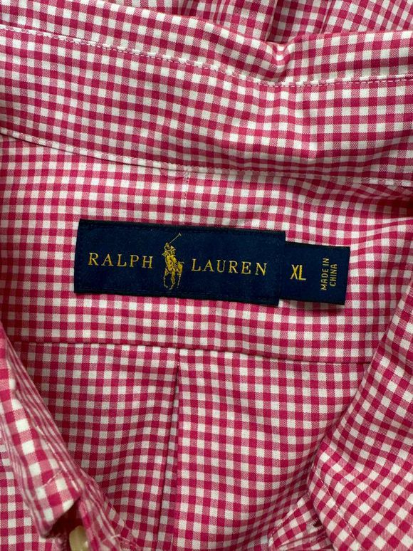 RALPH LAUREN GINGHAM OXFORD PINK/WHITE SHIRT SIZE XL