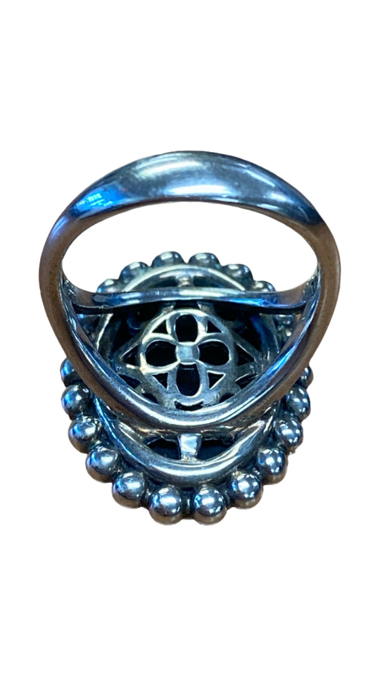 LAGOS VINTAGE 925 BLACK ONYX COCKTAIL RING SIZE 7