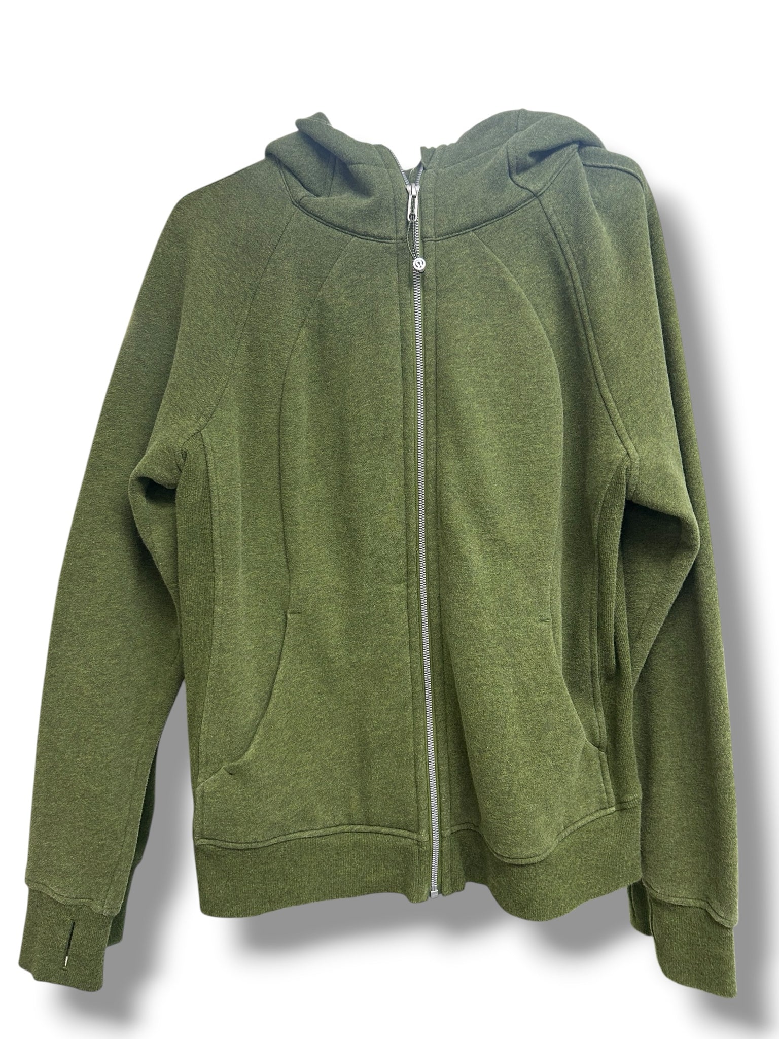 LULULEMON SCUBA FULL ZIP HOODIE HEATHERED BRAVE OLIVE GREEN SIZE 14