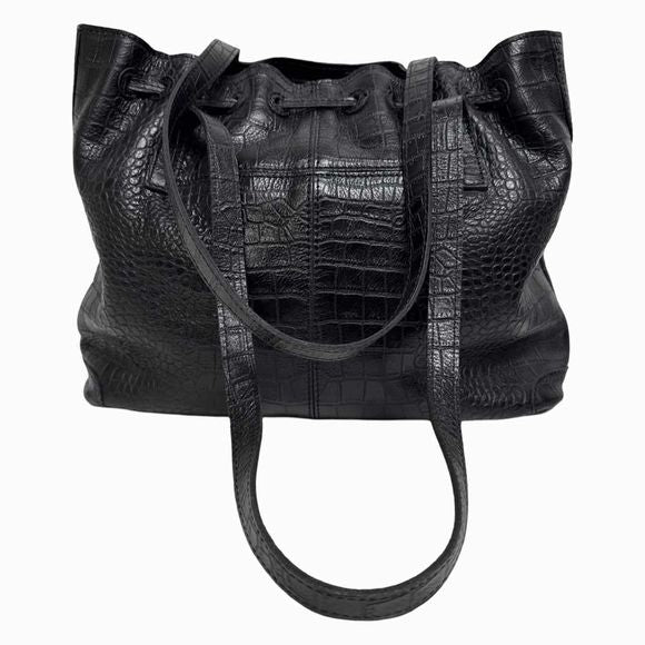 PATRICIA NASH WITNEY CROC DRAWSTRING TOTE