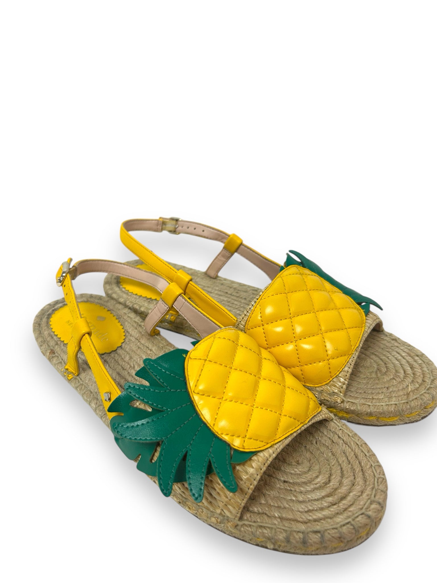 KATE SPADE TROPICAL PINEAPPLE LEATHER SANDAL SIZE 7.5