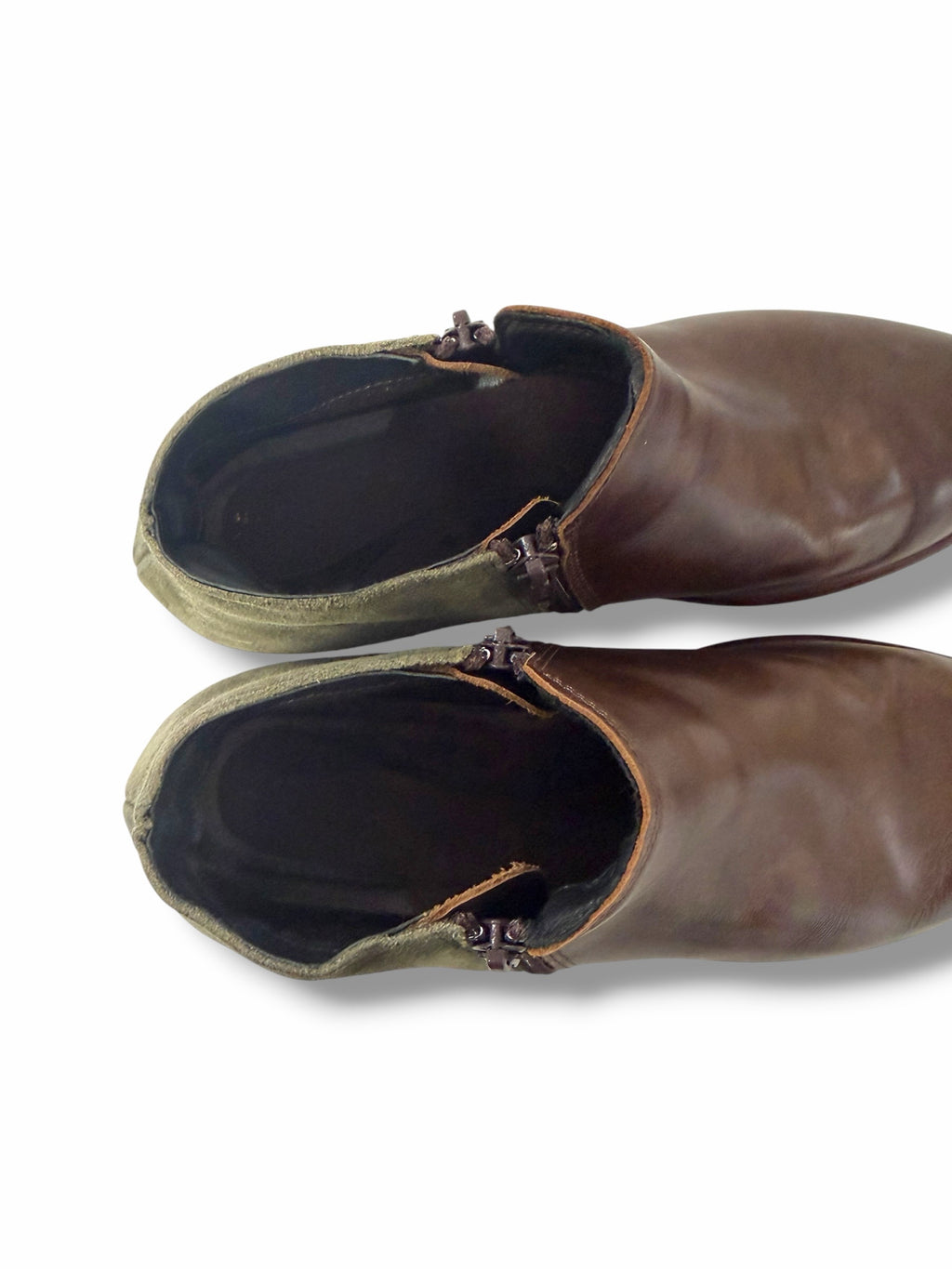 NAOT WOMEN'S HELM PECAN BROWN OLIVE SUEDE ANKLE BOOTIES SIZE 39 US 8.5