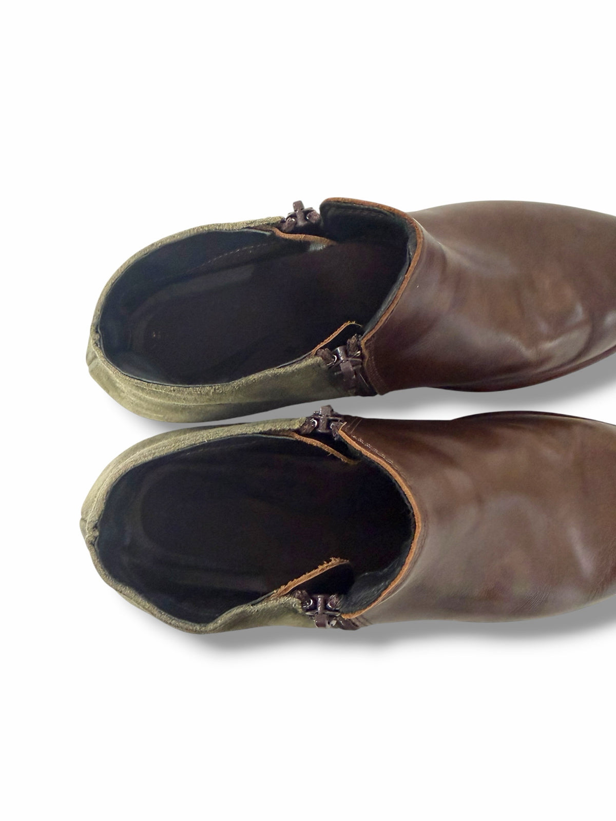 NAOT WOMEN'S HELM PECAN BROWN OLIVE SUEDE ANKLE BOOTIES SIZE 39 US 8.5