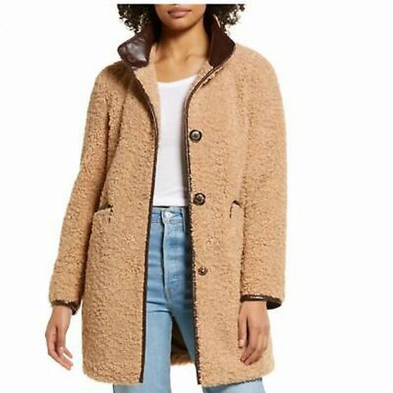 SAM EDELMAN NWT! PIPED TEDDY BROWN COAT SIZE S