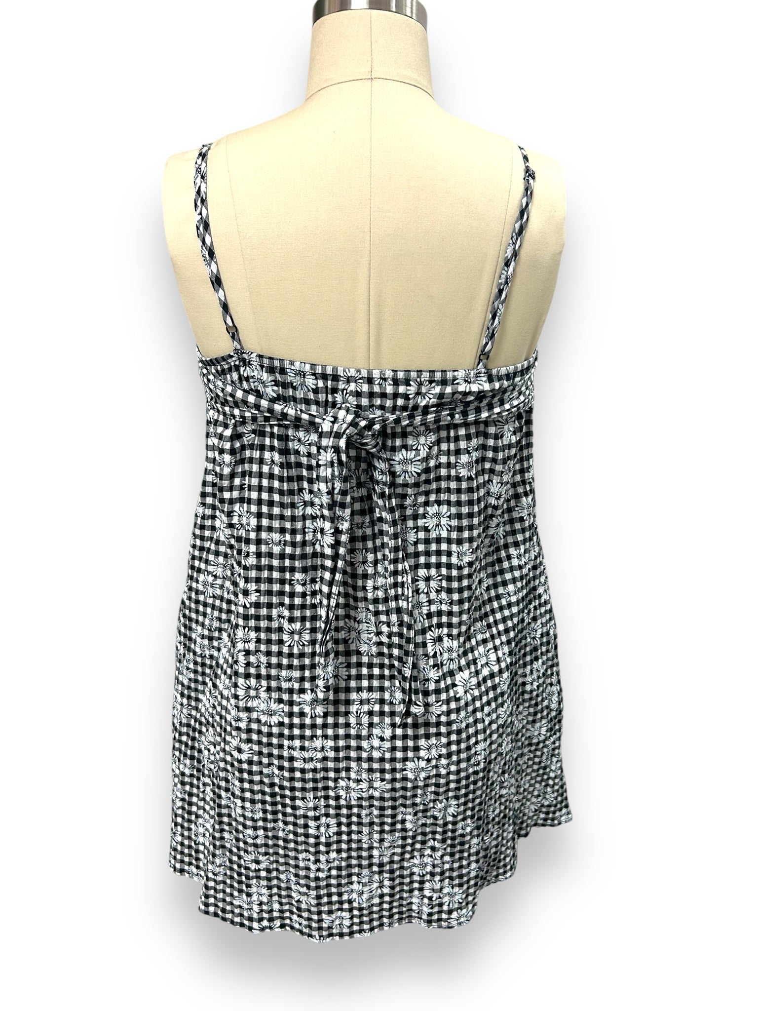 ANTHROPOLOGIE AMADI CHECKED DAISY PRINT SHORT SUNDRESS SIZE SMALL