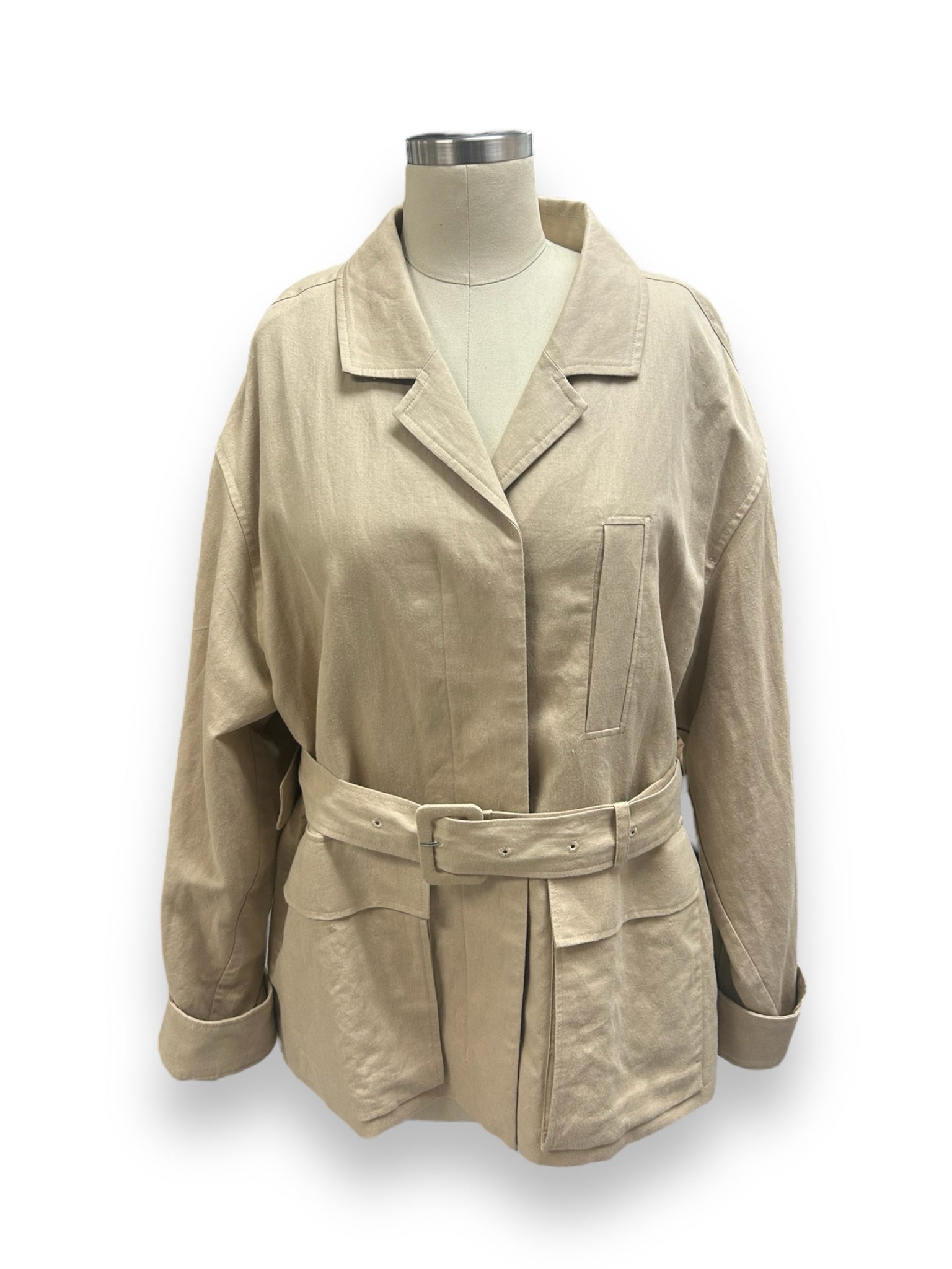 NEW! COS BELTED UTILITY JACKET TAN KHAKI SIZE LARGE