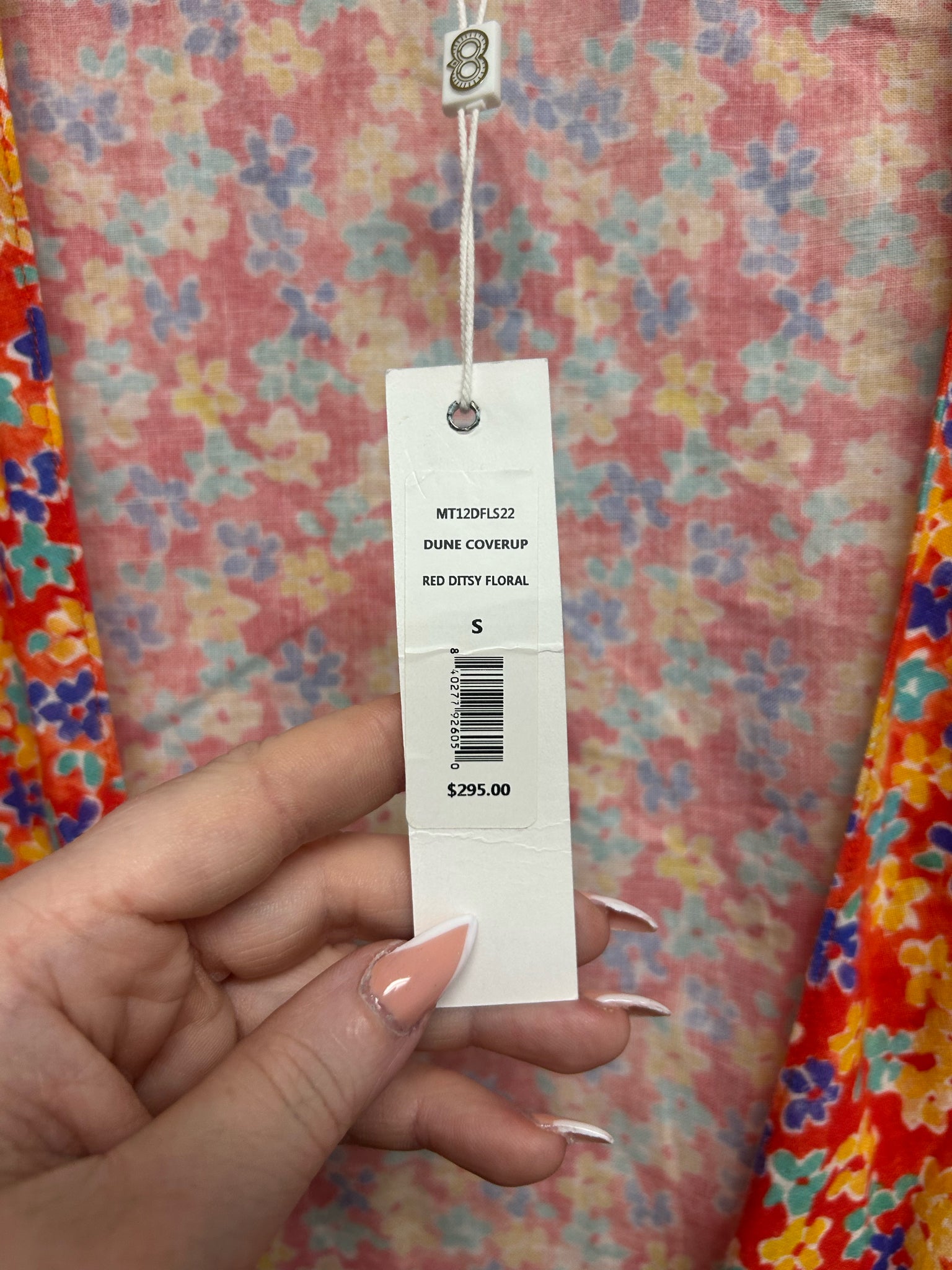 NWT CAROLINE CONSTAS DUNE RED DISTSY FLORAL TIE FRONT COVERUP SIZE SMALL