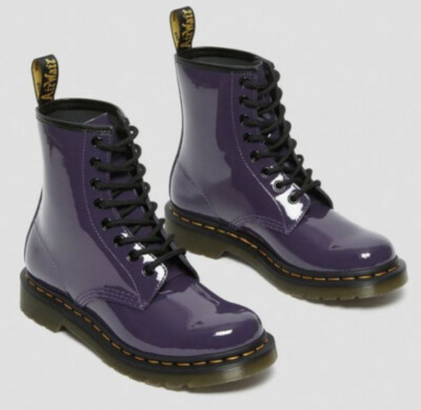 NEW DR MARTENS 1460 PATENT LAMPER LACE UP BOOT BLACKCURRANT SIZE 6 / 37