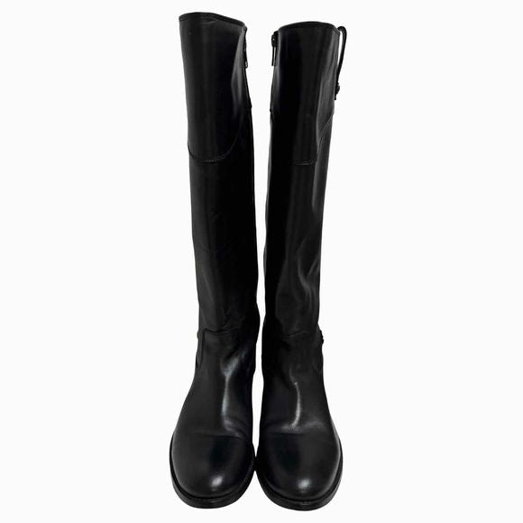 FRYE MELISSA TAB TALL LEATHER RIDING BLACK BOOTS SIZE 10