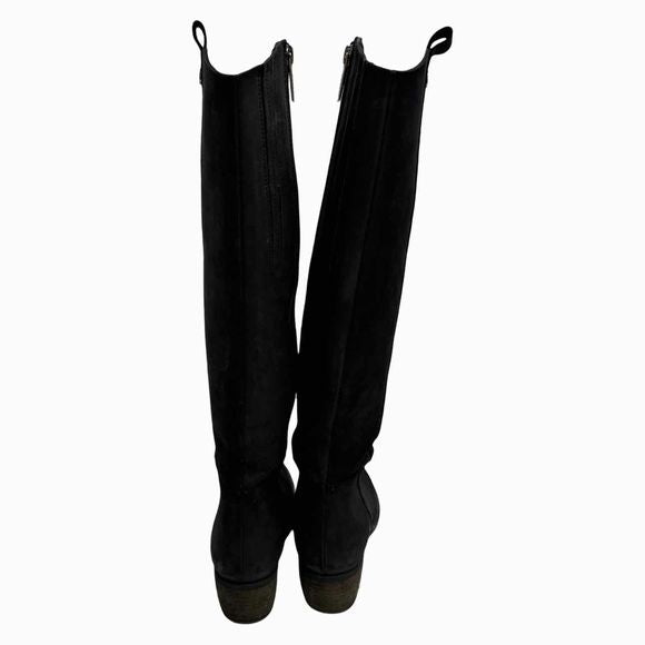 DUOBOOTS SUEDE FEEL LEATHER TALL ZIP BLACK BOOT SLIM CALF 38CM SIZE 38