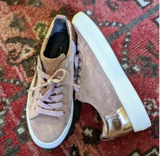PAUL GREEN TOBY  PINK NUBUCK LEATHER SUEDE SIDE ZIP SNEAKERS SIZE US 8.5