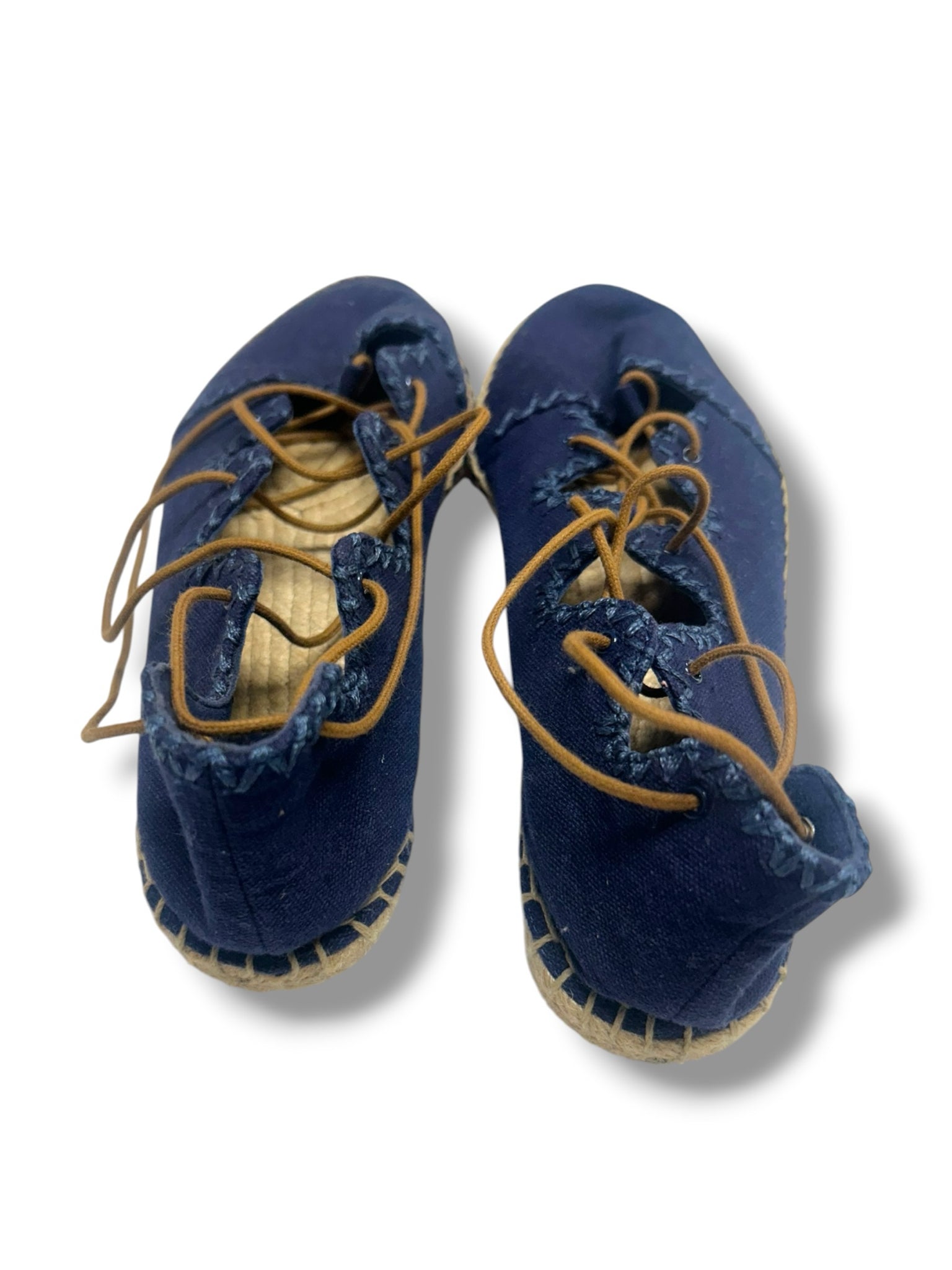 TORY BURCH SONOMA GHILLIE ESPADRILLE BLUE LACE UP FLATS SIZE 8.5