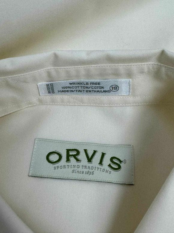 ORVIS COTTON LS CREAM BUTTON DOWN SIZE 18