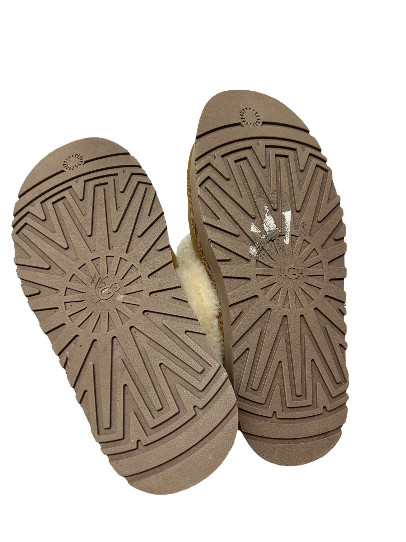 UGG AUSTRALIA FUNKETTE PLATFORM SOLE SLIPPERS CHESTNUT SIZE 9