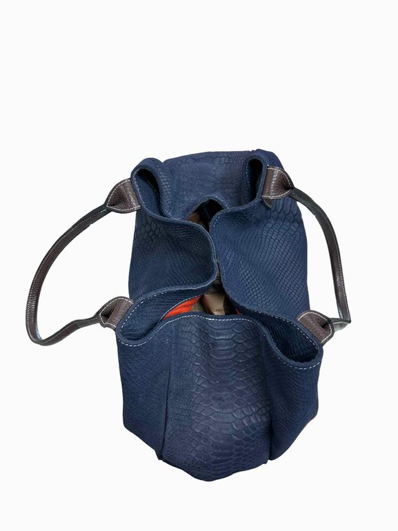 J MCLAUGHLIN PYTHON EMBOSSED SUEDE SHOPPER TOTE
