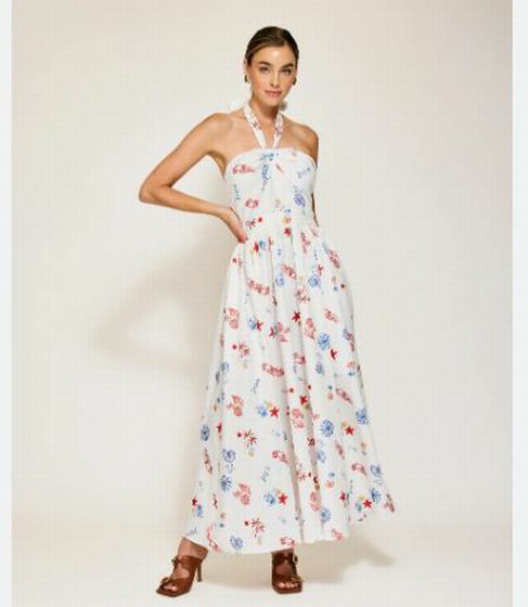 NWT LINE+DOT REETA MIDI HALTER NAUTICAL MAXI DRESS SIZE SMALL