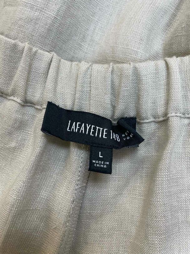 LAFAYETTE 148 LINEN OATMEAL MIDI SKIRT SIZE L