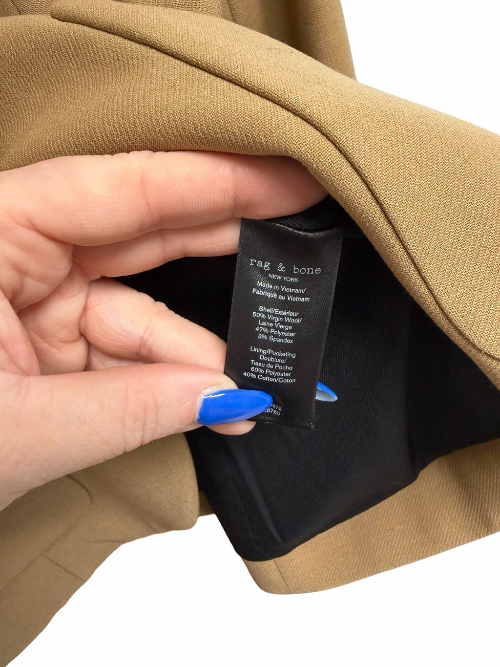 RAG & BONE NANCY PEAK LAPEL WOOL BLEND TAN BLAZER SIZE 8
