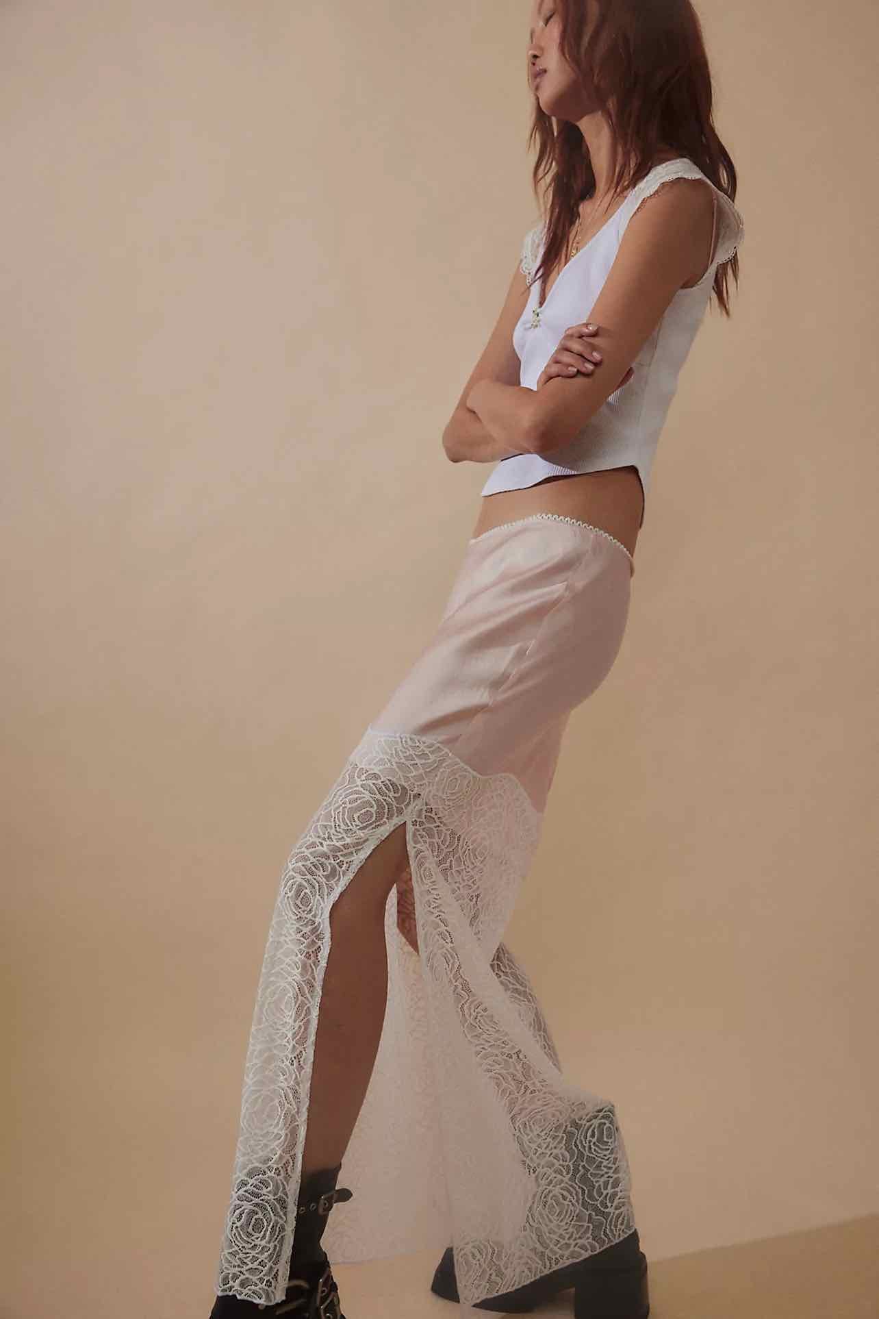 FREE PEOPLE NWT SILK LACE TRUMPET SKIRT SIZE: XS