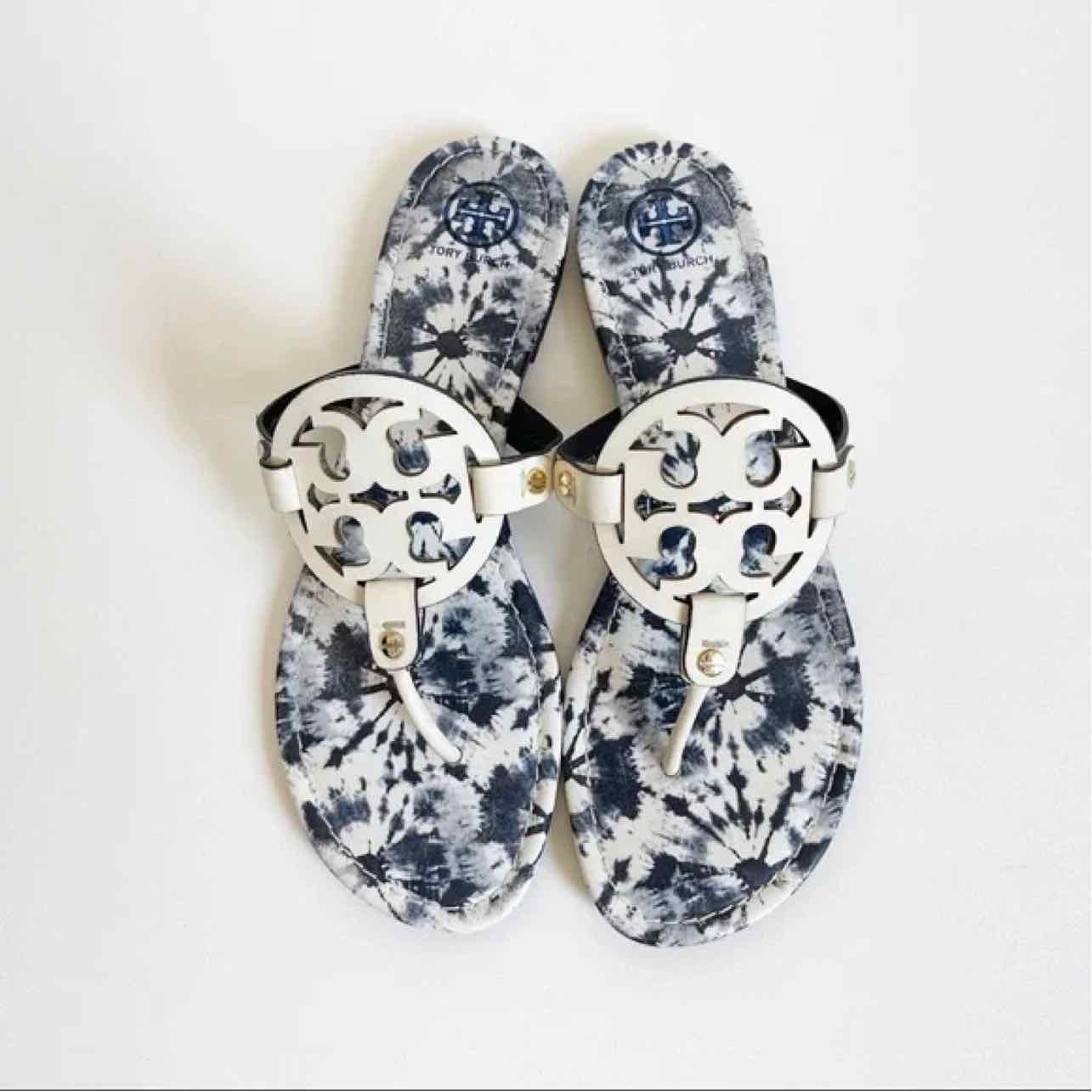 TORY BURCH LEATHER TYE-DYE MILLER SANDAL SIZE: 8.5